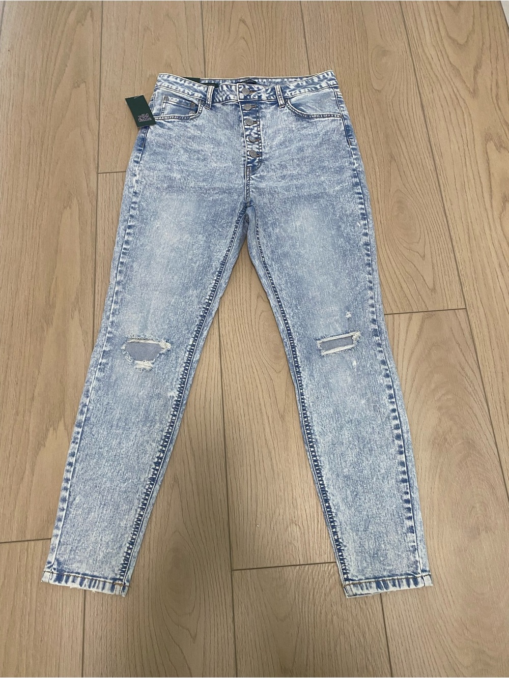 wild fable Light Blue Acid Wash Skinny Jeans with Knee Distress